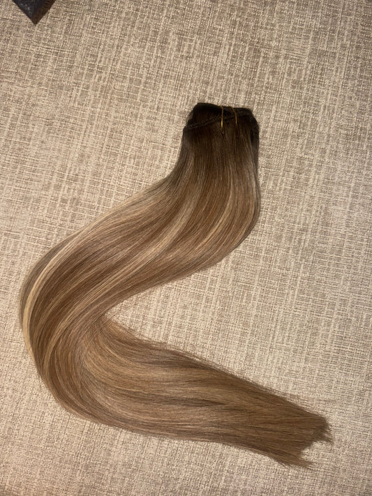 22” CLIP IN ROOTED WALNUT-SANDIE LIGHT
